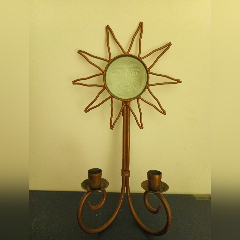 Sun Face Metal Candle Holder